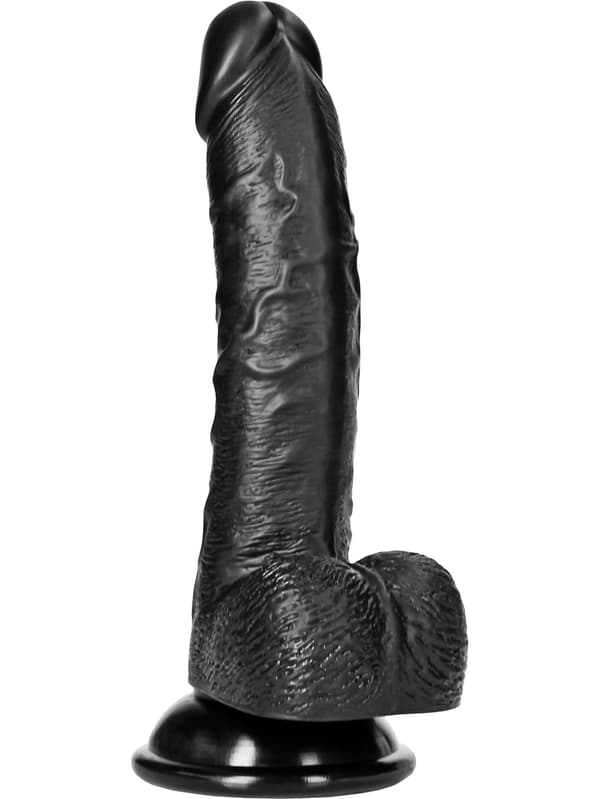 RealRock: Curved Realistic Dildo with Balls, 18 cm