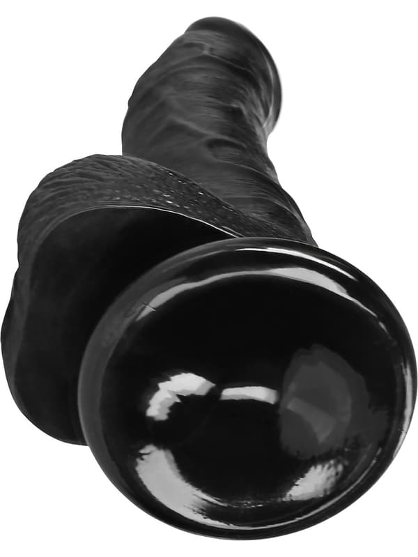 RealRock: Curved Realistic Dildo with Balls, 18 cm