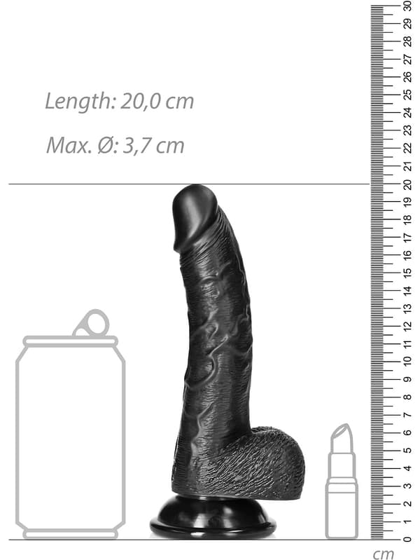 RealRock: Curved Realistic Dildo with Balls, 18 cm
