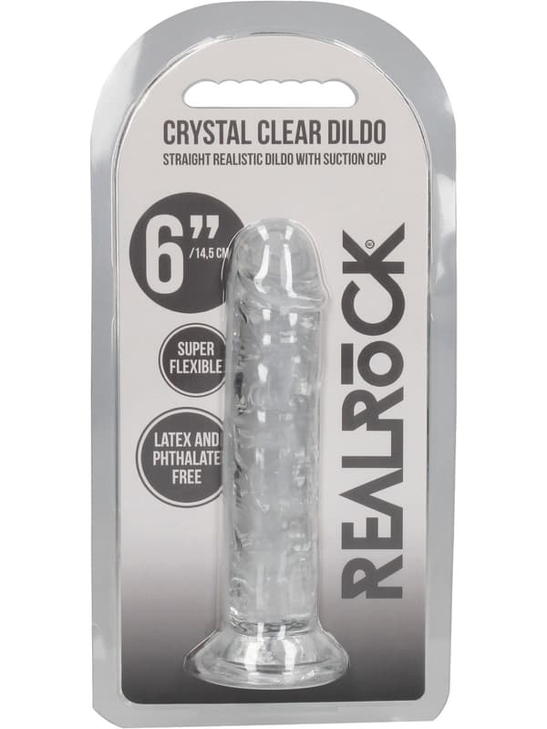 RealRock: Crystal Clear Straight Realistic Dildo, 14.5 cm