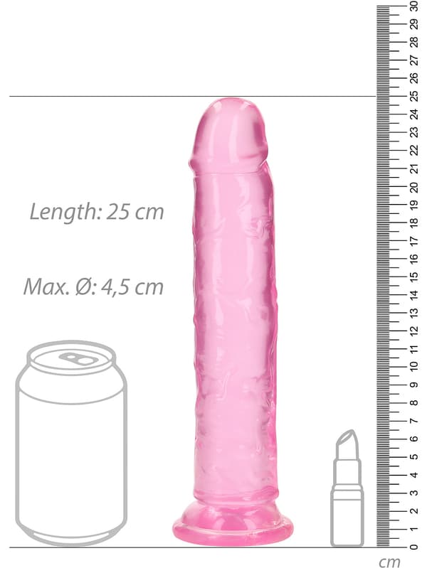 RealRock: Crystal Clear Straight Realistic Dildo, 23 cm