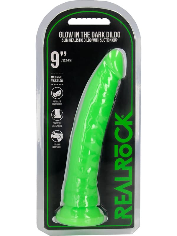 RealRock: Glow in the Dark Realistic Dildo, 22.5 cm