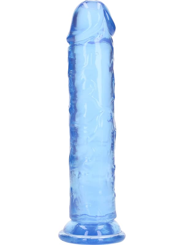 RealRock: Crystal Clear Straight Realistic Dildo, 20 cm Blå