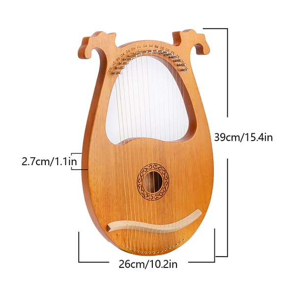 Lyre Harpe, 16 Strenge, Solid Mahogni Konstruktion,Træfarve 2