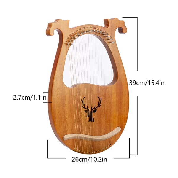 Lyre Harpe, 16 Strenge, Solid Mahogni Konstruktion,Træfarve 1