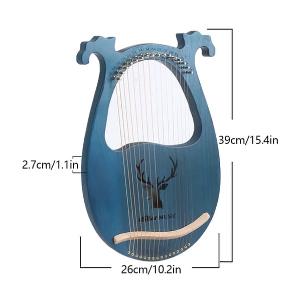 Lyre Harpe, 16 Strenge, Solid Mahogni Konstruktion,Blå