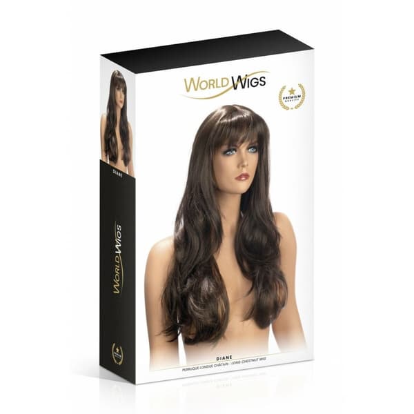Eroottinen Lisävaruste World Wigs Diane Ruskea Peruukki