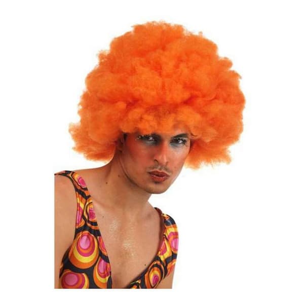 Peruk med lockigt hår Multicolour Orange