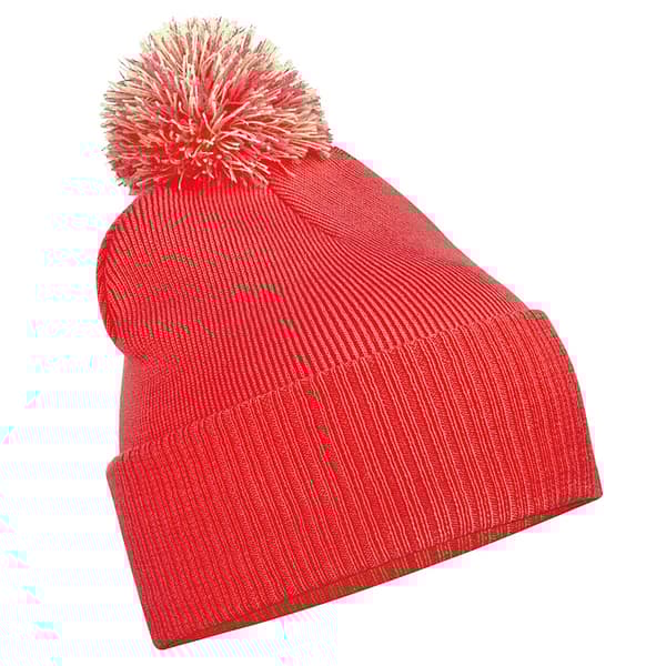 Beechfield Junior Snowstar Duo Winter Beanie Hat / Schoolwear Bright Red / Off White One Size