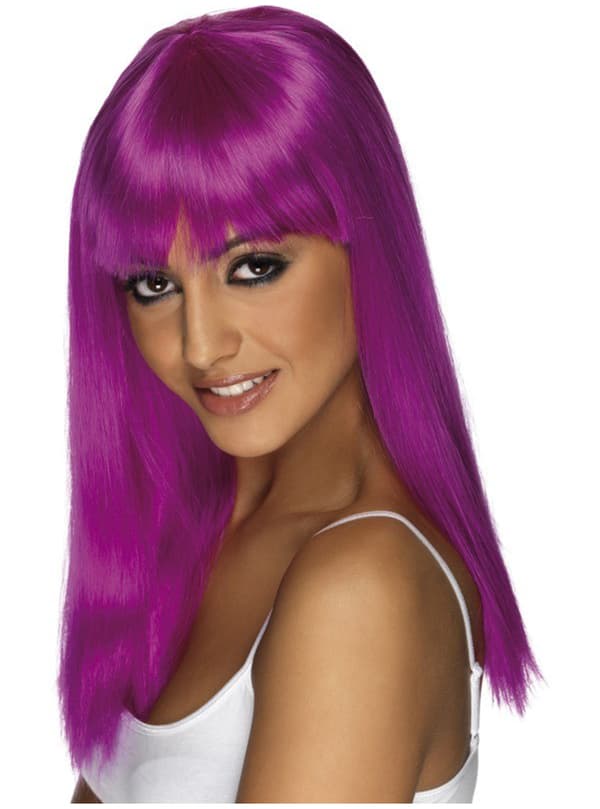 Lilla Neon Glamorama Parykk med Pannelugg