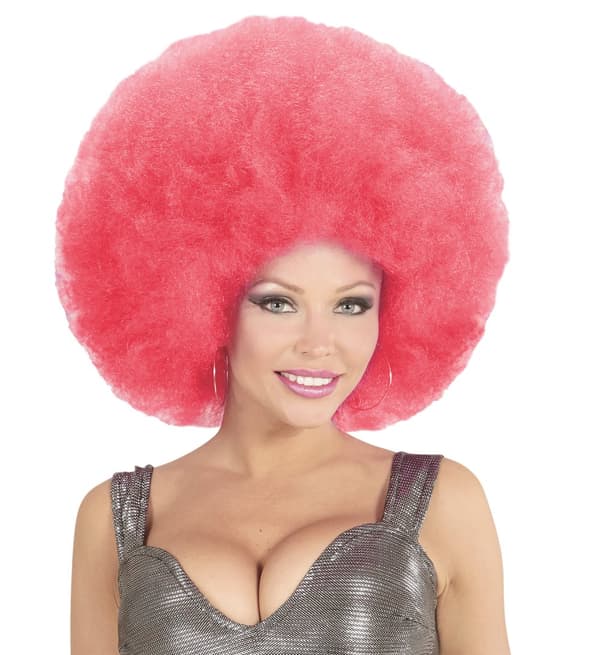 Deluxe gigantisk rosa afro parykk