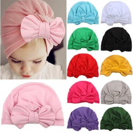 Baby turban bomull enfärgad indisk hatt vit