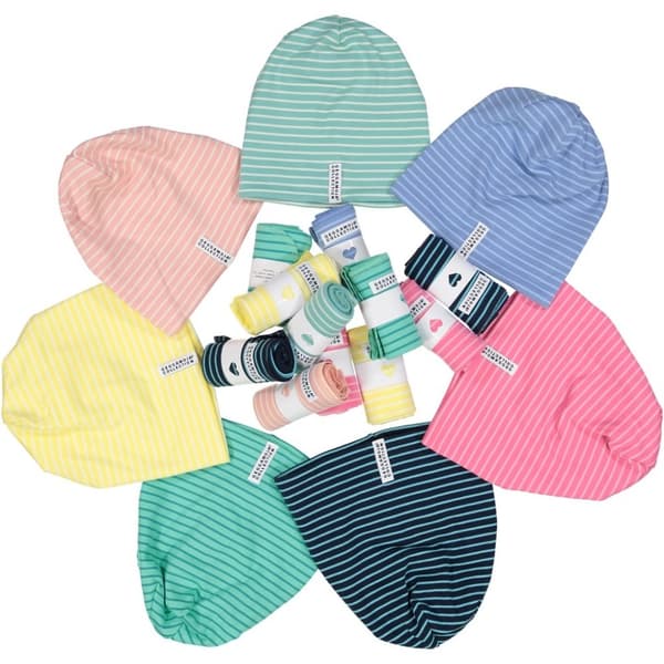 Beanie Classic Mint/Hvidstribet M 5-6 år - Geggamoja