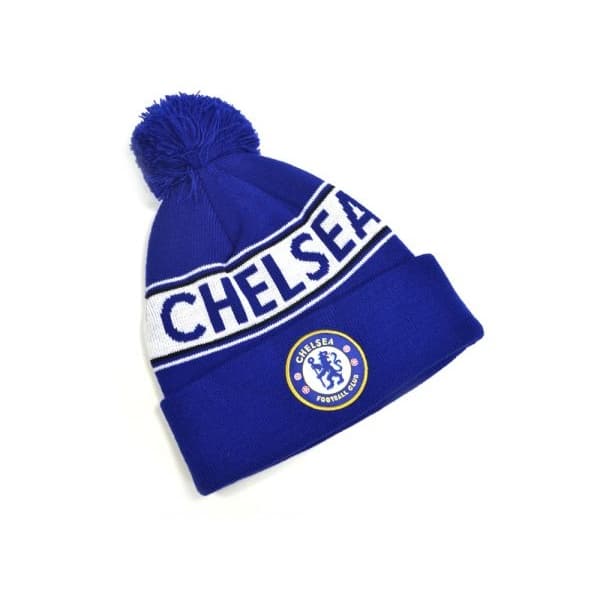 Chelsea FC Unisex vuxna stickad Bobble Hat Blue/White One Size