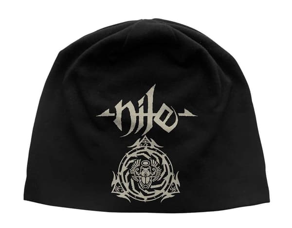 Nile Beanie Hat Scarab Band Logo Official Black Unisex Jersey Print One Size