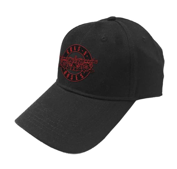 Guns N Roses Baseball Cap Red Circle Patch Band Logo Official Black Strapback One Size