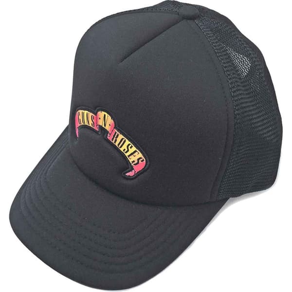 Guns N Roses Baseball Cap Scroll Band Logo Official Black Mesh Trucker One Size