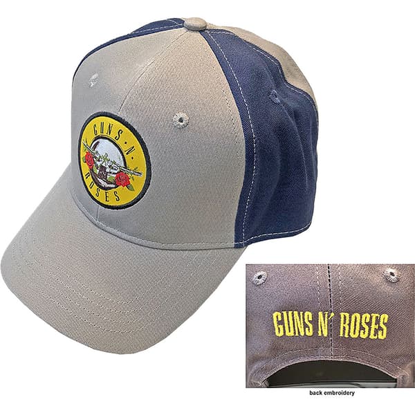 Guns N Roses Baseball Cap Circle Band Logo Official 2 Tone Grey Blue Strapback One Size