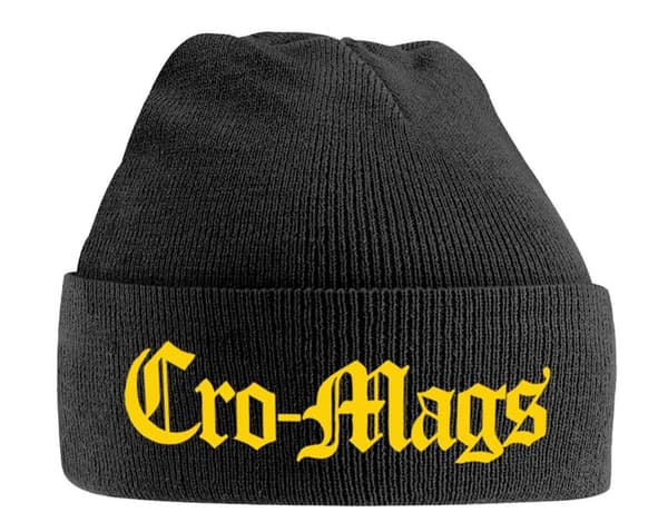 Cro-Mags Beanie Hat Yellow Band Logo Official Black One Size