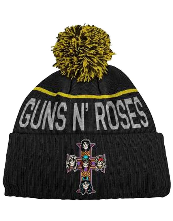 Guns N Roses Beanie Hat Appetite Cross Band Logo Official Black Bobble One Size