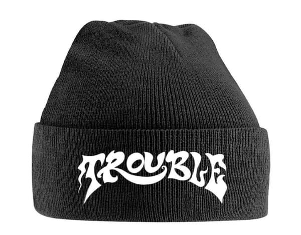 Trouble Beanie Hat Band Logo Official Black One Size