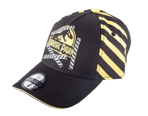 Jurassic Park Baseball Cap T Rex Warning Tape Official Black Snapback One Size