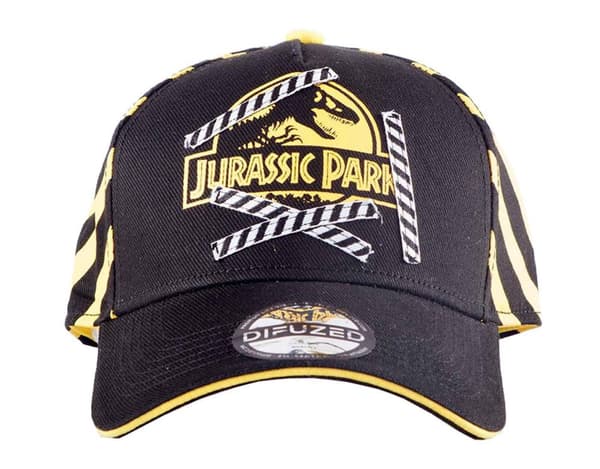 Jurassic Park Baseball Cap T Rex Warning Tape Official Black Snapback One Size
