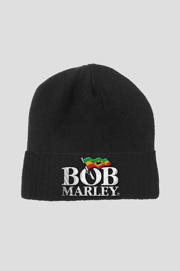Bob Marley Beanie Hat Jamaican Flag Logo Official Black One Size