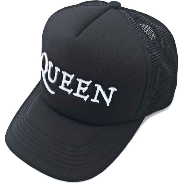 Queen Baseball Cap Classic Band Logo Official Black Mesh Trucker One Size