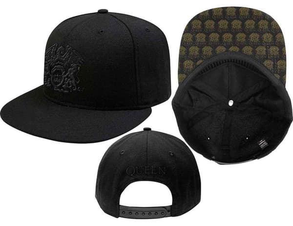 Queen Baseball Cap Classic Crest Band Logo printed bill Official Black Strapback One Size