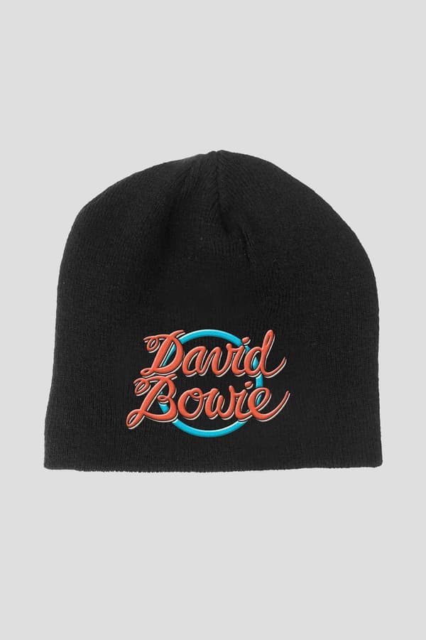 David Bowie Beanie Hat 1978 World Tour Logo Official Black One Size
