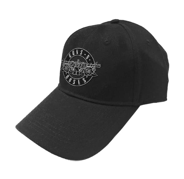 Guns N Roses Baseball Cap White Circle Patch Band Logo Official Black Strapback One Size