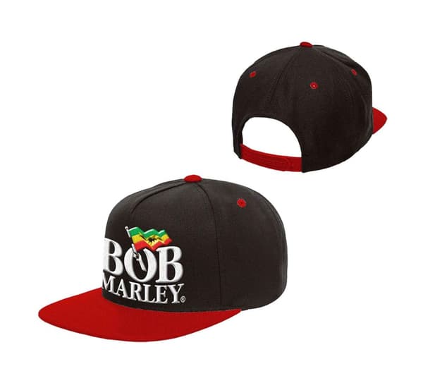 Bob Marley Baseball Cap Jamaican Flag Rasta Logo Official Black Snapback One Size