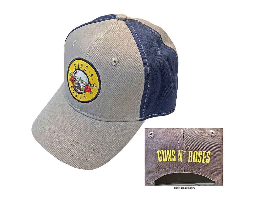 Guns N Roses Baseball Cap Circle Band Logo Official 2 Tone Grey Blue Strapback One Size