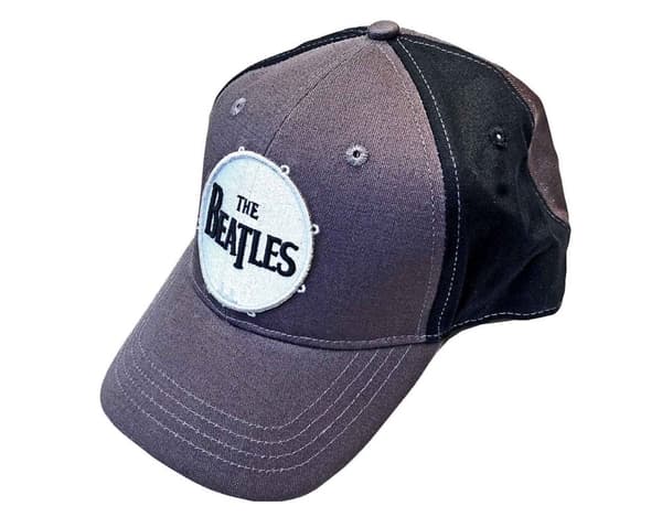 The Beatles Baseball Cap Drum Classic Band Logo Official 2 Tone Grey Strapback One Size