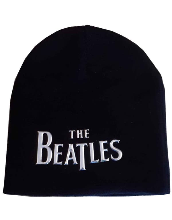 The Beatles Beanie Hat Drop T Band Logo Sonic Silver Official Black One Size