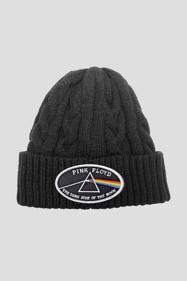 Pink Floyd Beanie Hat Dark Side Of The Moon White Border Official Cable Knit One Size