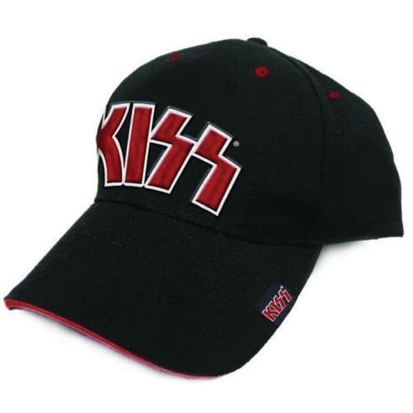 KISS Baseball Cap Red On White classic Band Logo Official Black Strapback One Size