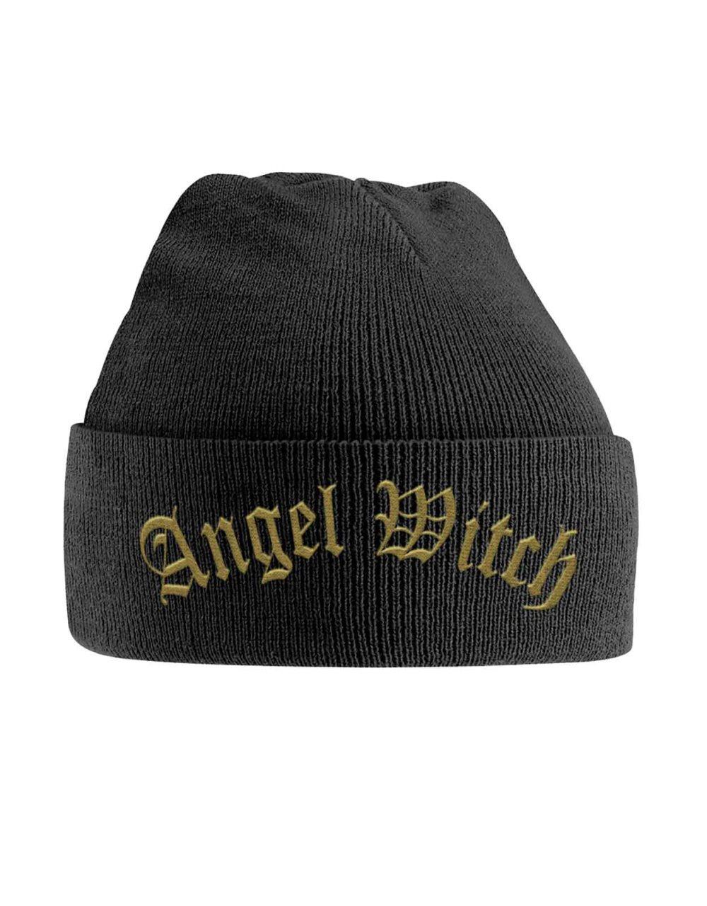Angel Witch Beanie Hat Gold Band Logo Official Black Embroidered One Size