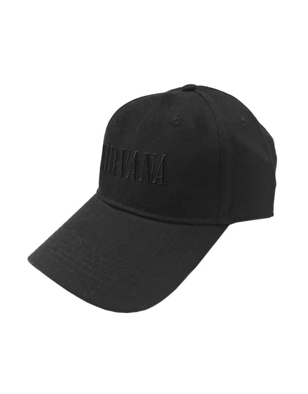 Nirvana Baseball Cap Text Band Logo Official Black Strapback One Size