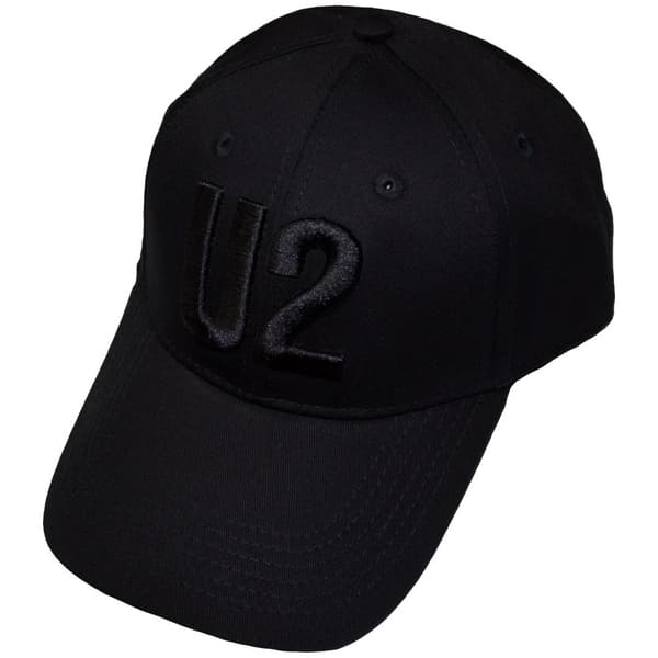 U2 Baseball Cap Black on Black Band Logo Official Black Strapback One Size
