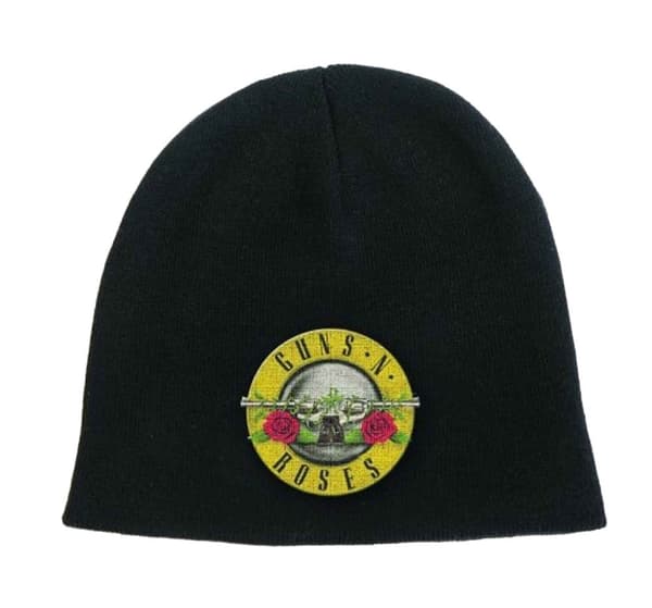 Guns N Roses Beanie Hat Cap band Logo GNR bullet Official black One Size