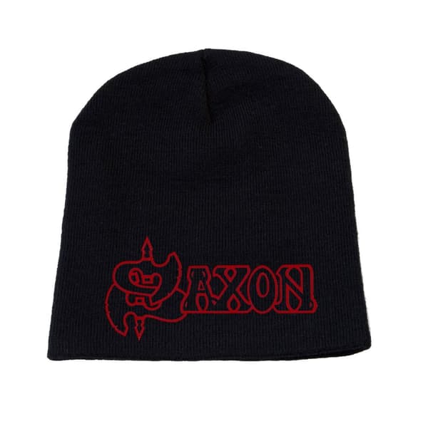 Saxon Beanie Hat Cap Classic Band Logo Official Black One Size