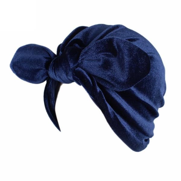Luksuriøs turban i fløjl med sløjfe knudet effekt flere farver