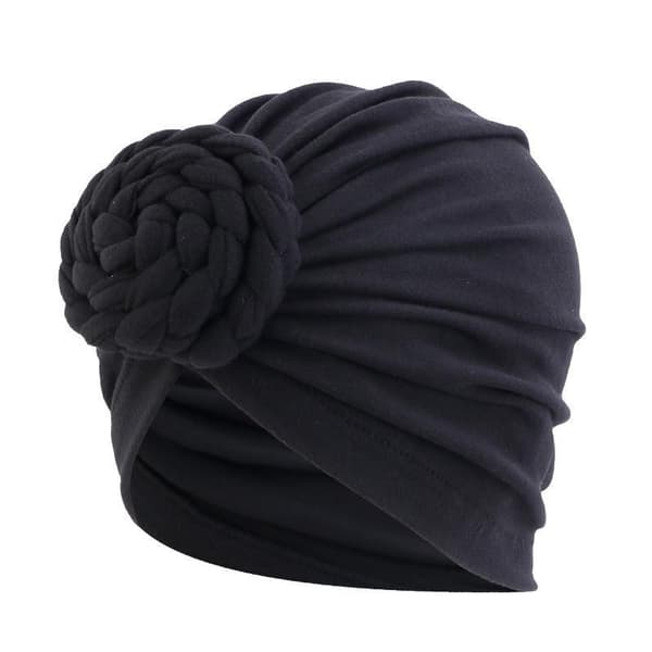 Luksuriøs turban med flettet donut unikt design flere farver
