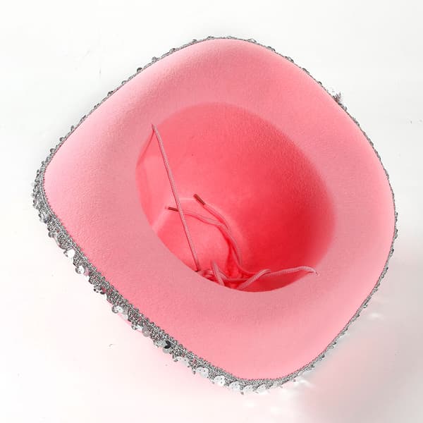 Rosa cowboyhatt med paljetter