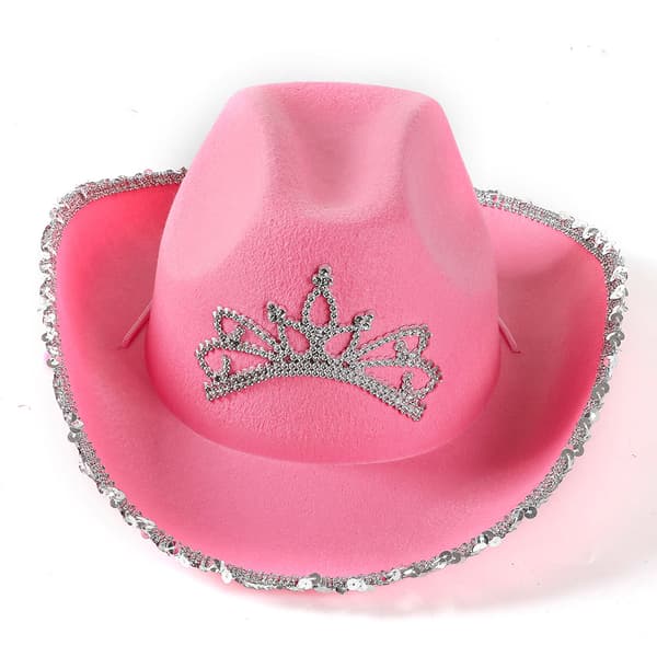 Lyserød cowboyhat med pailletter