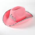 Miniatyrbillede 1 af 4: Lyserød cowboyhat med pailletter