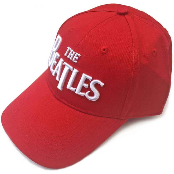 The Beatles Baseball Cap Classic Drop T Band Logo Official Red Strapback One Size