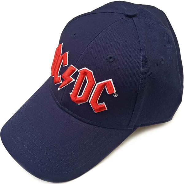 AC/DC Baseball Cap Red Logo Official Navy Blue Strapback Taglia unica
